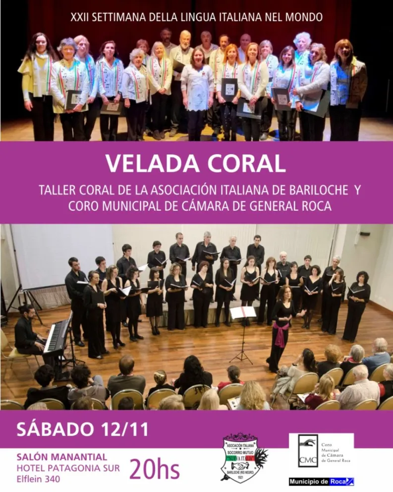 Invitan a una Velada Coral por la "XXII Settimana Della Lingua Italiana Nel Mondo"