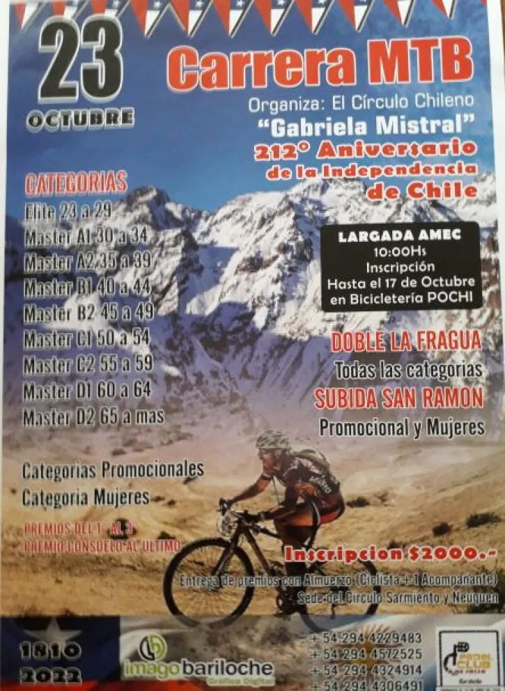 Este domingo el ciclismo local vuelve a tener una carrera en los alrededores de Bariloche