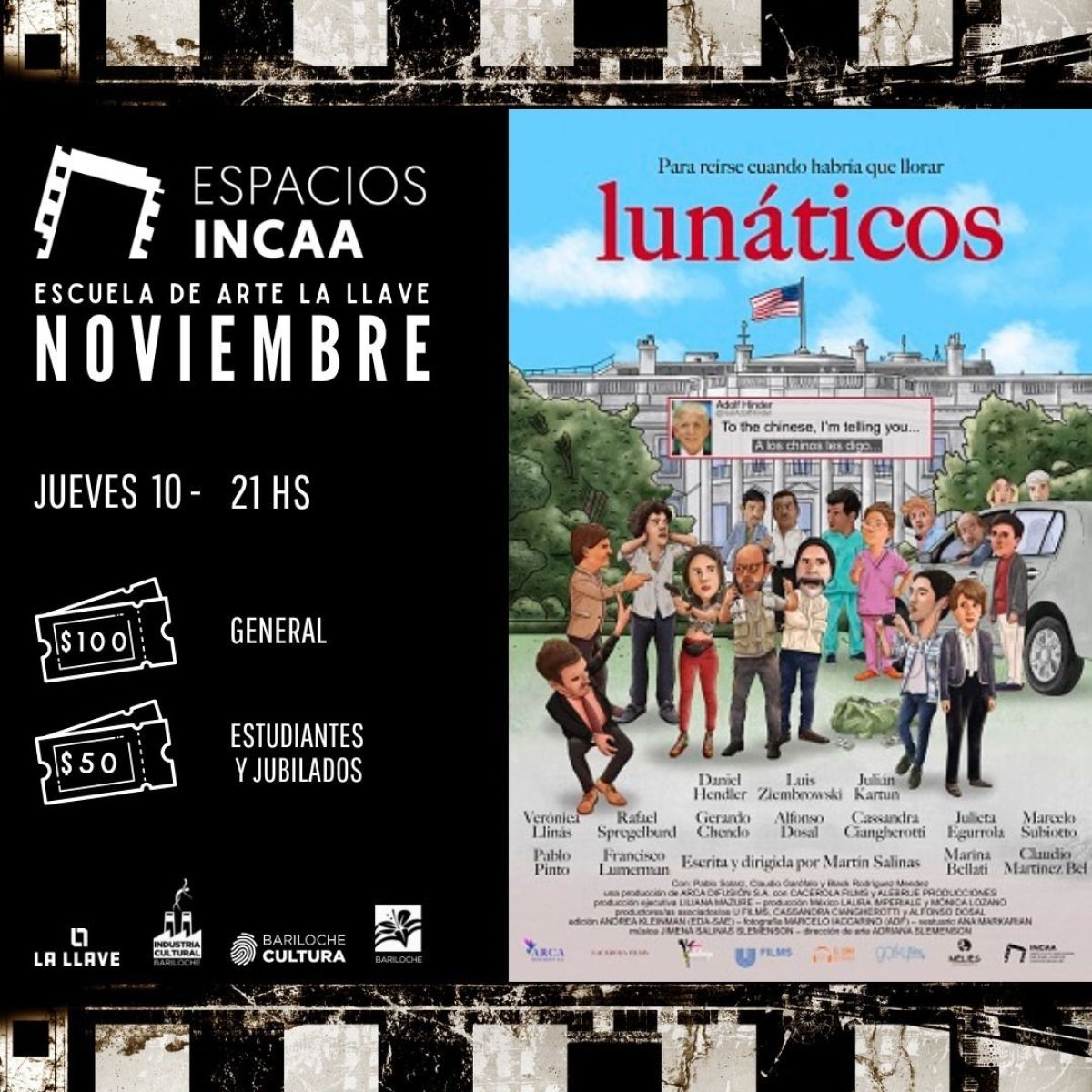 Programación de los Espacios INCAA Bariloche para esta semana