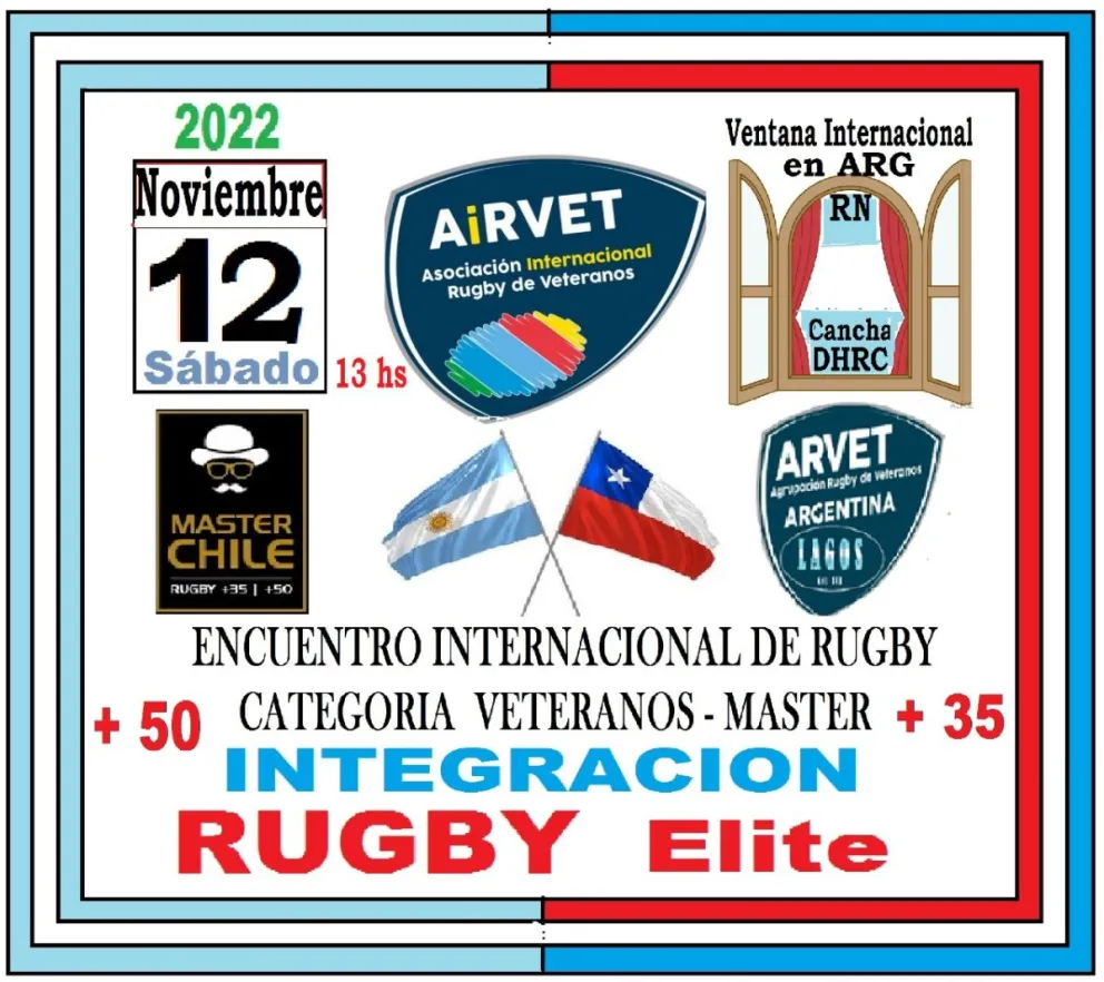 Se realizará un atractivo encuentro de rugby internacional de categorías Master y Veteranos 