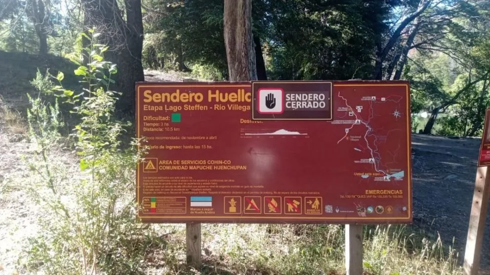 Están cerrados los senderos de Huella Andina desde Río Villegas a Lago Steffen y Mascardi a Steffen