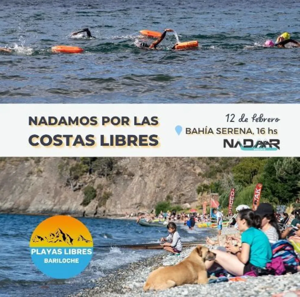 Nadarán “por las costas libres” en Bariloche 