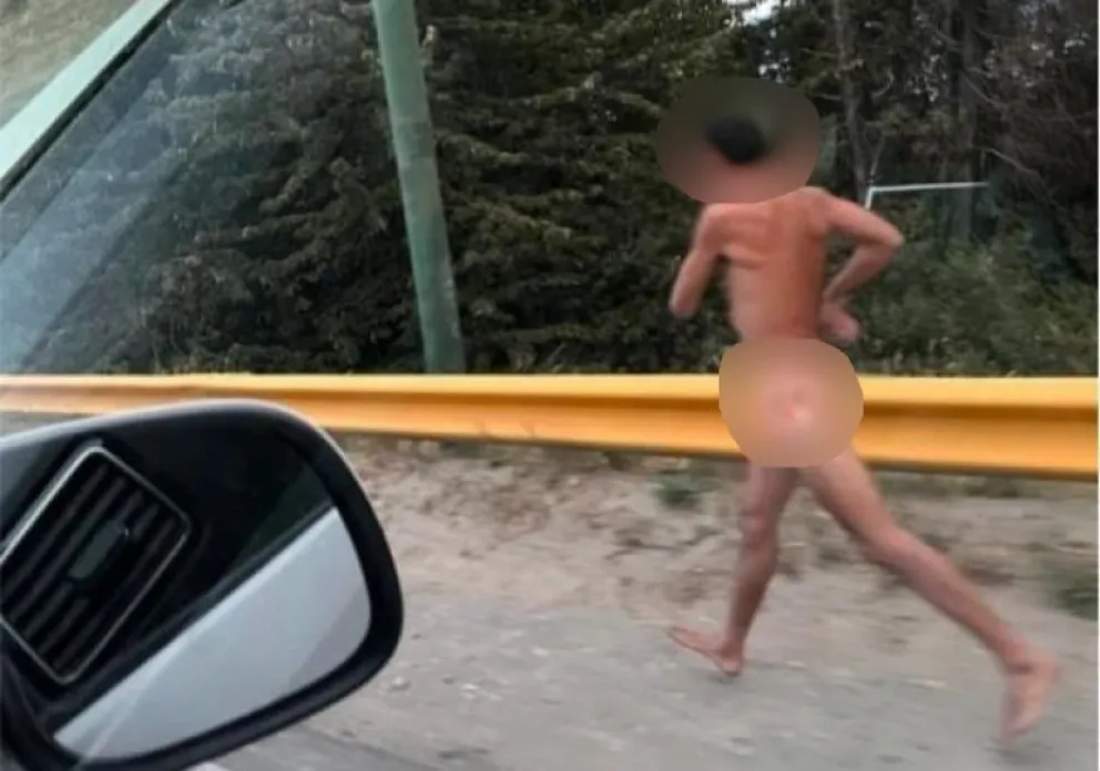 Un hombre corrió sin ropa por la banquina de Pioneros