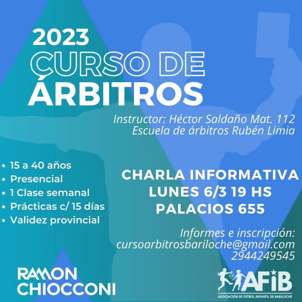 Se dictará en Bariloche un curso de árbitros con validez provincial