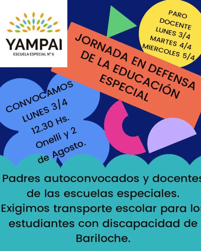 Este lunes escuelas especiales reclamarán por el transporte escolar en Onelli y 2 de Agosto