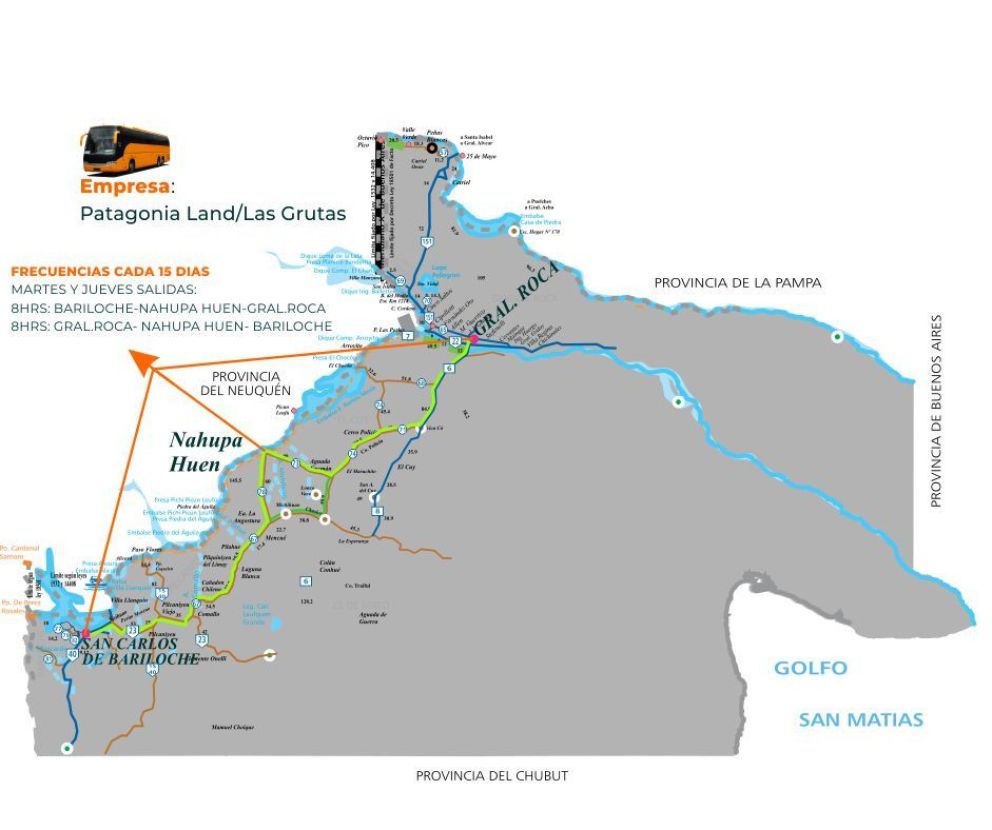 Vuelve el transporte público entre Bariloche y Roca por Nahupa Huen