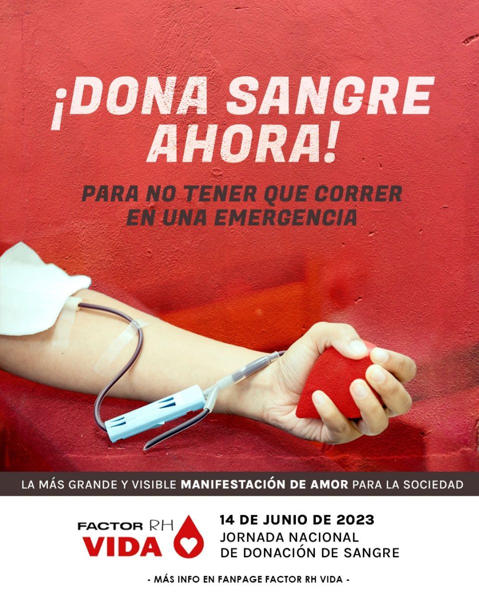 Convocan para el 14 de junio a una jornada de donación de sangre en todo el país